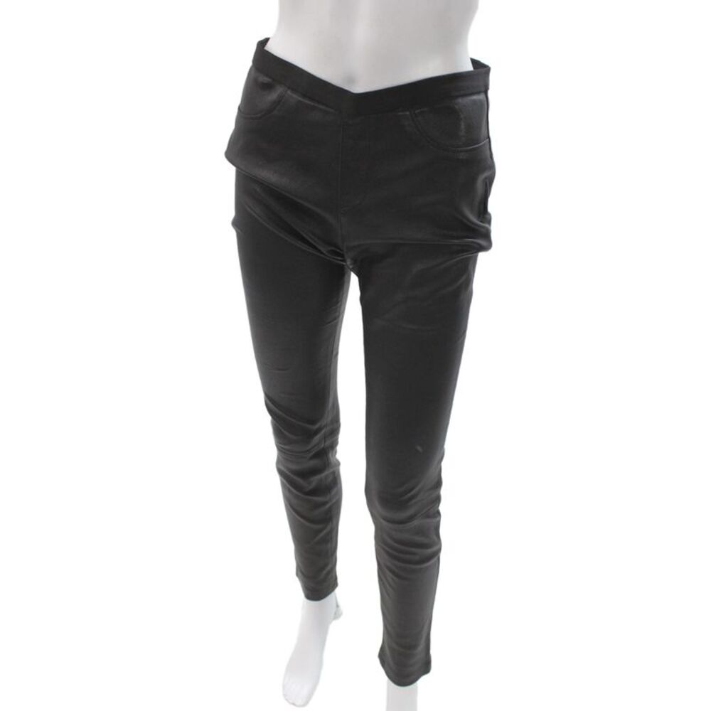 Helmut Lang Womens Ankle Leather Biker Pants Black Size 8